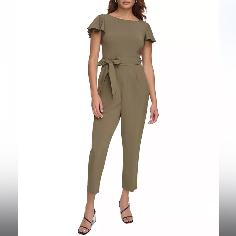 Calvin Klein Olive Green Khaki Women's Cropped Jumpsuit